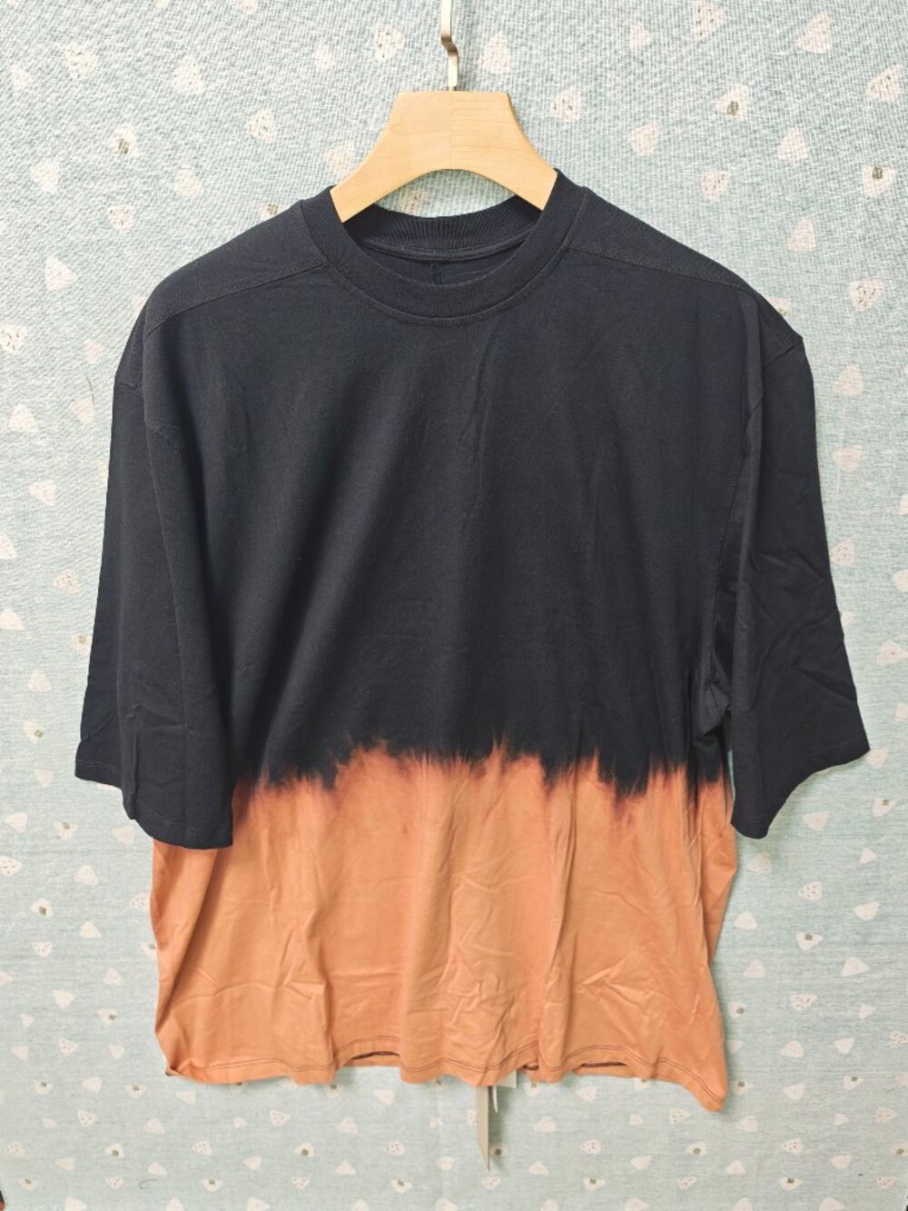 Rick Owens XL Black Brown Dip Dye Oversized Short Sleeve Tee 100% Cotton